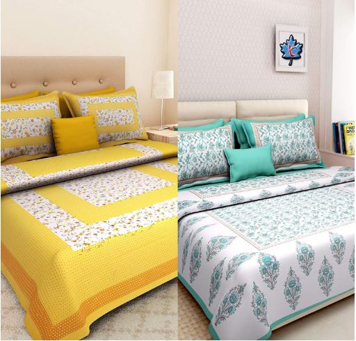 60% Off on Set of 2 Cotton Double Bedsheets- Amazon