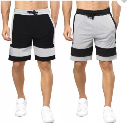 79% Off on Men Black & Grey Regular Shorts- Flipkart