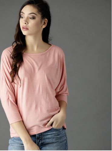 55% Off on Women Pink Solid Top - Myntra