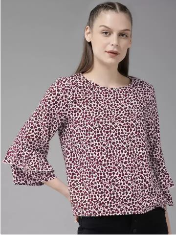 55% Off on Women Casual Bell Sleeve Printed Top - Flipkart